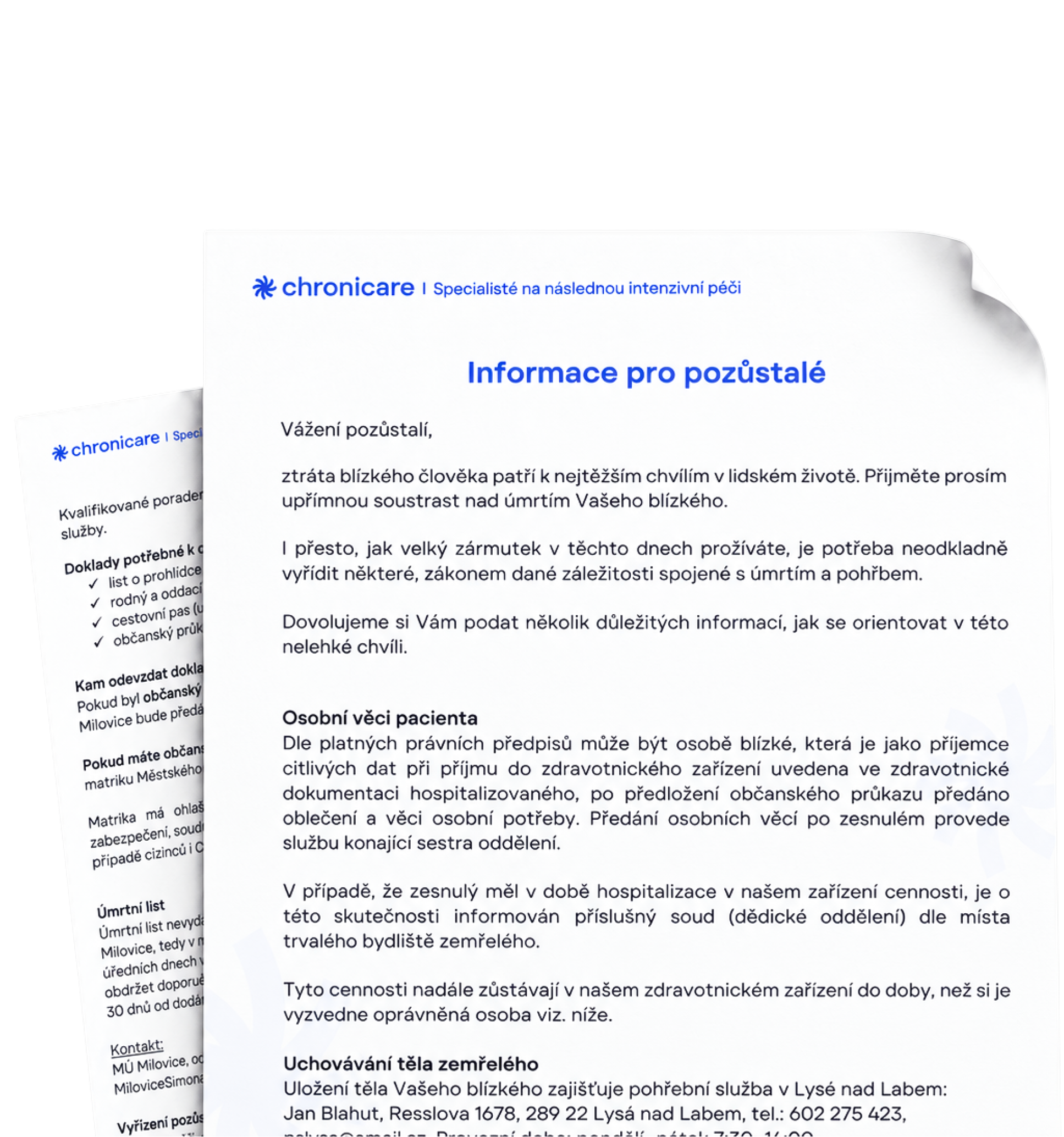 Obálka dokumentu Informace pro pozůstalé