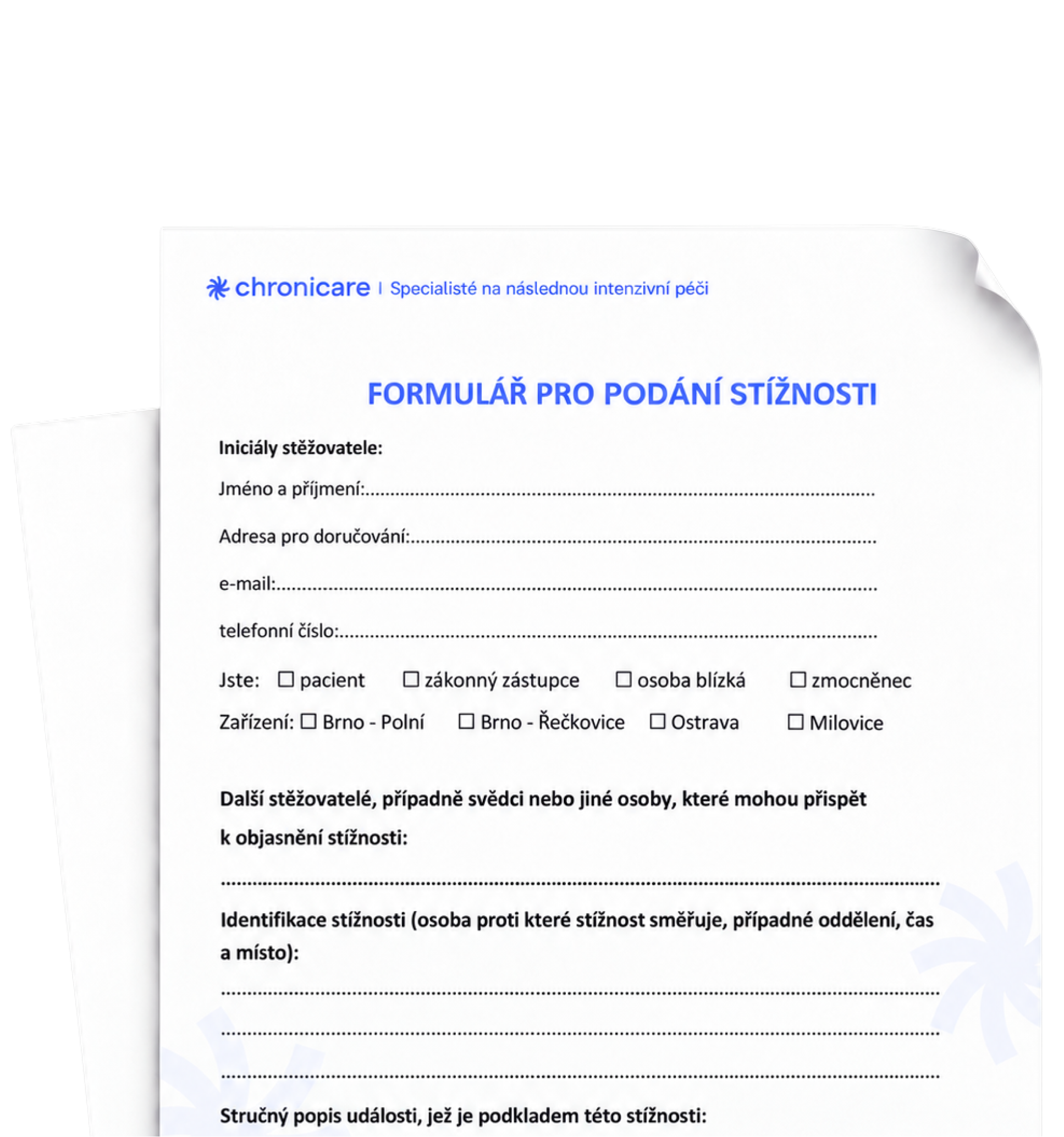 Obálka dokumentu Formulář pro podání stížnosti